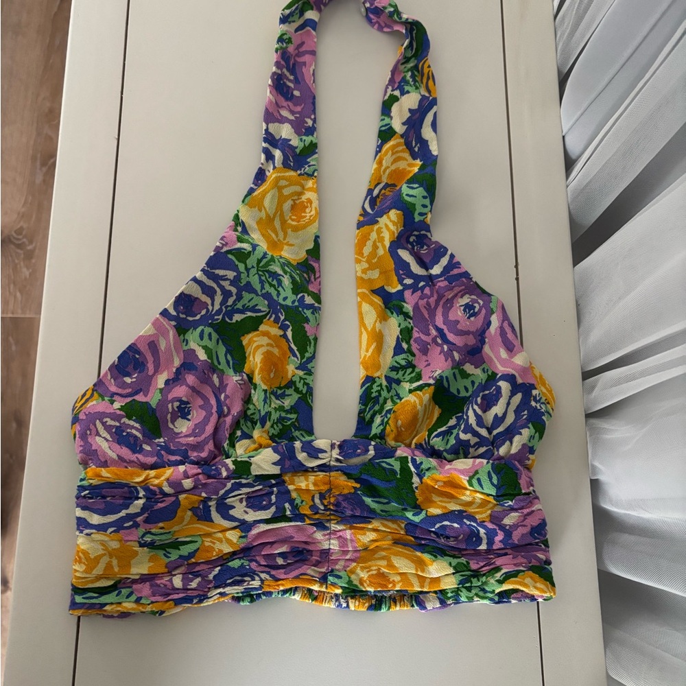 Zara Multicolor Floral Halter Top